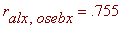 r[alx,osebx] = .755