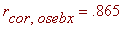 r[cor,osebx] = .865