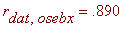 r[dat,osebx] = .890