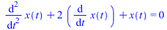 `+`(diff(diff(x(t), t), t), `*`(2, `*`(diff(x(t), t))), x(t)) = 0