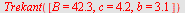 Trekant([B = 42.3, c = 4.2, b = 3.1])