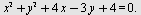 `+`(`*`(`^`(x, 2)), `*`(`^`(y, 2)), `*`(4, `*`(x)), `-`(`*`(3, `*`(y))), 4) = 0.