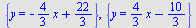 {y = `+`(`-`(`*`(`/`(4, 3), `*`(x))), `/`(22, 3))}, {y = `+`(`*`(`/`(4, 3), `*`(x)), `-`(`/`(10, 3)))}