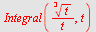 Integral(`*`(`*`(`^`(t, `/`(1, 3))), `/`(1, `*`(t))), t)
