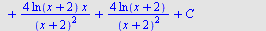Int(`/`(`*`(`+`(`*`(`^`(x, 2)), `*`(4, `*`(x)))), `*`(`^`(`+`(x, 2), 3))), x) = `+`(`/`(`*`(2), `*`(`^`(`+`(x, 2), 2))), `/`(`*`(ln(`+`(x, 2)), `*`(`^`(x, 2))), `*`(`^`(`+`(x, 2), 2))), `/`(`*`(4, `*`...