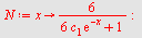 `assign`(N, proc (x) options operator, arrow; `+`(`/`(`*`(6), `*`(`+`(`*`(6, `*`(c[1], `*`(exp(`+`(`-`(x)))))), 1)))) end proc); -1