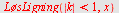 LøsLigning(`<`(abs(k), 1), x)